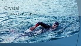  Presentation with triathlon - Slides having triathlon-athlete-swimming-on-lake background and a light blue colored foreground