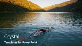  Presentation with triathlon - Theme consisting of triathlon-athlete-swimming-on-lake background and a ocean colored foreground