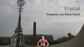  Presentation with gold medal - Presentation theme consisting of triathlon-athlete-wearing-gold-medal background and a light gray colored foreground