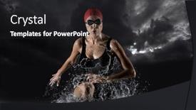  Presentation with triathlon - Presentation theme consisting of triathlon-concept-sporty-woman-running background and a dark gray colored foreground