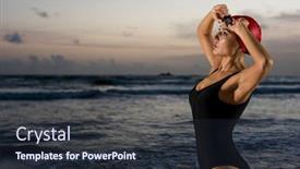  Presentation with triathlon - Beautiful slide set featuring triathlon-concept-sporty-woman-running backdrop and a tawny brown colored foreground