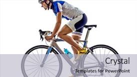  Presentation with triathlon - Presentation design consisting of triathlon ironman athlete cyclist cycling background and a light gray colored foreground