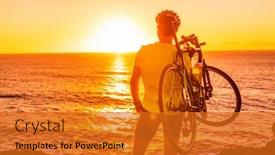  Presentation with bicycle - Audience pleasing slides consisting of triathlon-road-bike-cyclist-carrying backdrop and a gold colored foreground