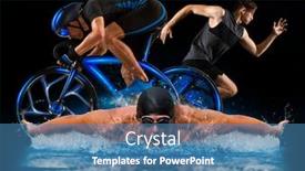  Presentation with running race - PPT theme featuring triathlon-sport-collage-man-running background and a teal colored foreground
