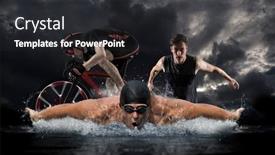  Presentation with triathlon - Presentation theme consisting of triathlon-sport-collage-man-running background and a dark gray colored foreground