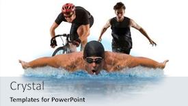  Presentation with triathlon - Theme enhanced with triathlon-sport-collage-man-running background and a light blue colored foreground