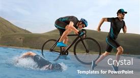  Presentation with running race - Slides having triathlon-sport-collage-man-running background and a teal colored foreground