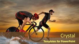  Presentation with triathlon - Slide deck having triathlon-sport-collage-man-running background and a tawny brown colored foreground