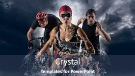  Presentation with woman sport - Beautiful slide deck featuring triathlon-sport-collage-man-woman backdrop and a ocean colored foreground