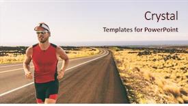  Presentation with running race - Amazing presentation having triathlon sport run race backdrop and a sky blue colored foreground