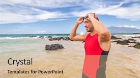  Presentation with swim suit - Theme enhanced with triathlon suit training for ironman background and a lemonade colored foreground