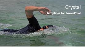  Presentation with triathlon - Audience pleasing PPT theme consisting of triathlon swimmer at sea crawl swimming style backdrop and a gray colored foreground