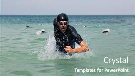  Presentation with time running out - Cool new PPT layouts with triathlon swimming man running backdrop and a gray colored foreground