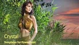  Presentation with jungle - Amazing presentation design having tribal dresses style - attractive savage woman is posing backdrop and a tawny brown colored foreground