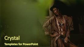  Presentation with tribal - Presentation design enhanced with tribal dresses style - beautiful young fashion woman background and a tawny brown colored foreground