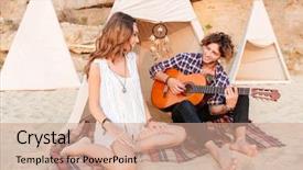  Presentation with young children playing multicultural - Cool new theme with tribal dresses style - happy young couple relaxing backdrop and a coral colored foreground