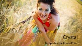  Presentation with spring - Presentation theme consisting of tribal dresses style - stylish woman enjoying a spring background and a  colored foreground