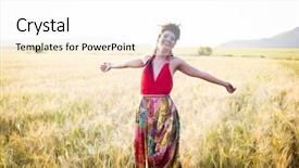  Presentation with spring - Theme enhanced with tribal dresses style - stylish woman enjoying a spring background and a  colored foreground