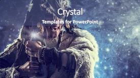  Presentation with warrior - Colorful PPT theme enhanced with tribal wars - ancient warrior barbarian ethnic costume backdrop and a ocean colored foreground