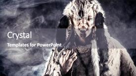  Presentation with warrior - Beautiful PPT theme featuring tribal wars - ancient warrior barbarian ethnic costume backdrop and a gray colored foreground