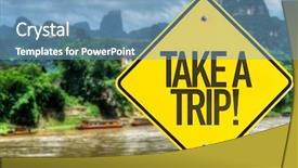  Presentation with take a trip - Colorful presentation theme enhanced with tribes india - take a trip sign backdrop and a teal colored foreground