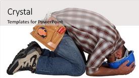  Presentation with head - Presentation theme enhanced with tribulation - tradesman with his head background and a light gray colored foreground