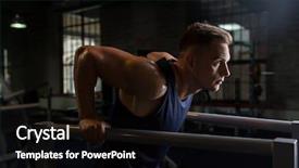  Presentation with exercise sport - Cool new slide deck with triceps dip exercise on parallel backdrop and a  colored foreground