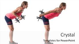  Presentation with tv show studio camera - Theme with comisioner - triceps kickback exercise studio shot background and a white colored foreground