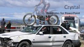  Presentation with rider - Presentation theme featuring trick-rider-on-top background and a light blue colored foreground