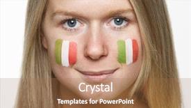  Presentation with italian flag painted - Audience pleasing slides consisting of female sports fan with italian backdrop and a coral colored foreground