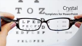  Presentation with eyesight - Slide deck featuring tried tested - eye glasses in female hands background and a  colored foreground
