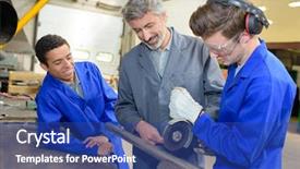  Presentation with unemployment unemployed hand cut word - Presentation design with tried tested - hand-held metal cutter background and a ocean colored foreground