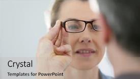  Presentation with woman in agriculture - Amazing presentation theme having tried tested - mature blond woman with optician backdrop and a coral colored foreground