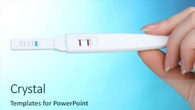  Presentation with pregnancy - Slide set enhanced with tried tested - pregnancy test in hand background and a  colored foreground