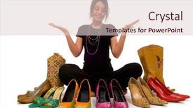  Presentation with lady - PPT theme with tries to decide what shoes background and a  colored foreground