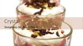  Presentation with pudding - Amazing presentation theme having trifle with chocolate pudding vanilla pudding strawberries chocolate cake whip cream walnuts and chocolate curls backdrop and a coral colored foreground