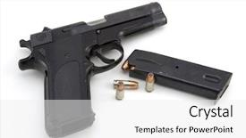  Presentation with monarch butterfly isolated on white - Slides with trigger finger - 9mm pistol and ammo isolated background and a white colored foreground