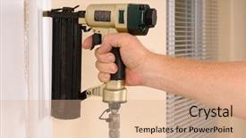  Presentation with complete - Amazing slide set having trigger finger - carpenter using nail gun backdrop and a coral colored foreground