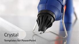  Presentation with glue - Amazing slides having trigger finger - dark blue glue gun backdrop and a light gray colored foreground