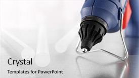  Presentation with glue - Audience pleasing presentation theme consisting of trigger finger - dark blue glue gun backdrop and a light gray colored foreground