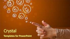  Presentation with community service happy volunteer group - Audience pleasing PPT theme consisting of trigger finger - group of happy hand drawed backdrop and a tawny brown colored foreground