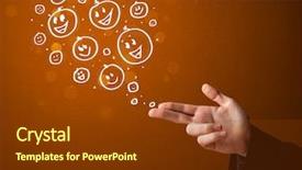  Presentation with group of happy couples - PPT theme consisting of trigger finger - group of happy hand drawed background and a tawny brown colored foreground