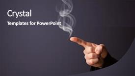  Presentation with charging gun man hands charging - Audience pleasing PPT theme consisting of trigger finger - gun shaped man hand backdrop and a dark gray colored foreground