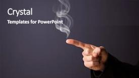  Presentation with charging gun man hands charging - Colorful PPT theme enhanced with trigger finger - gun shaped man hand backdrop and a dark gray colored foreground