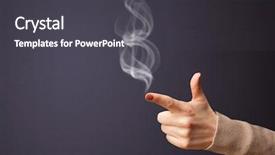  Presentation with smoke font - Audience pleasing slide set consisting of trigger finger - gun shaped woman hand backdrop and a dark gray colored foreground