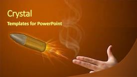  Presentation with gun - Slide deck with trigger finger - gun shaped woman hand background and a  colored foreground