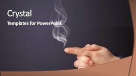  Presentation with smoke sensor - Colorful PPT theme enhanced with trigger finger - gun shaped woman hand backdrop and a  colored foreground
