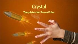  Presentation with gun - Presentation theme consisting of trigger finger - gun shaped woman hand background and a  colored foreground