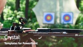  Presentation with targets - Presentation theme with trigger finger - man aiming crossbow at targets background and a tawny brown colored foreground