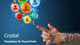  Presentation with social media platforms - Audience pleasing PPT theme consisting of trigger finger - social media icons coming backdrop and a ocean colored foreground